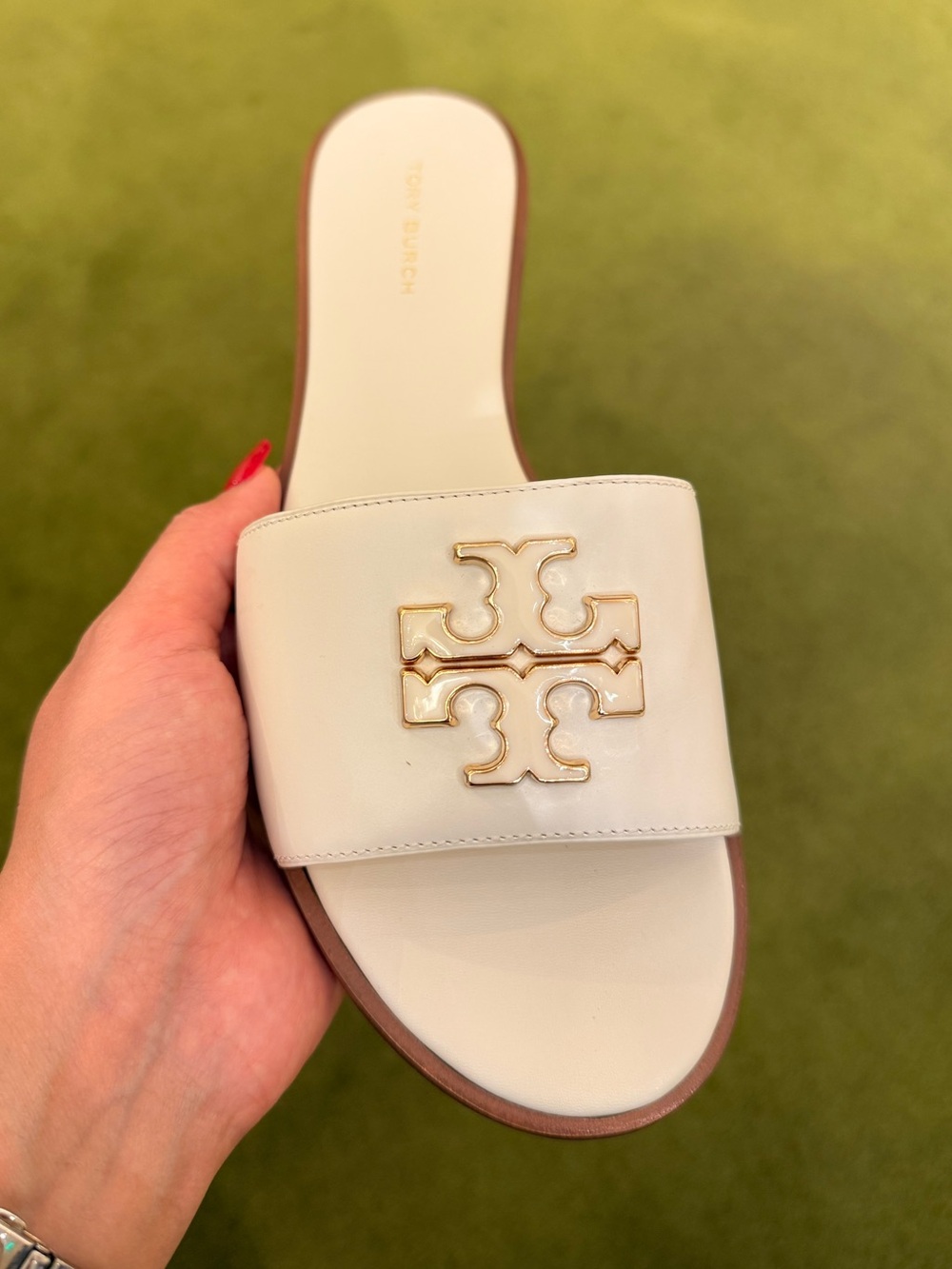 Tory Burch Everly Slide Leather Sandals New Ivory‎
